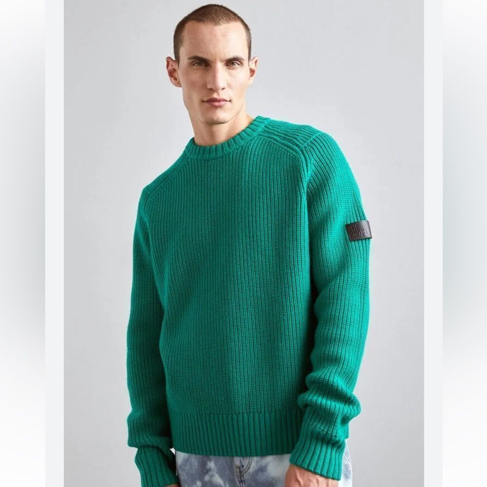 $395 The Kooples Green crew neck knit Sweater NWT